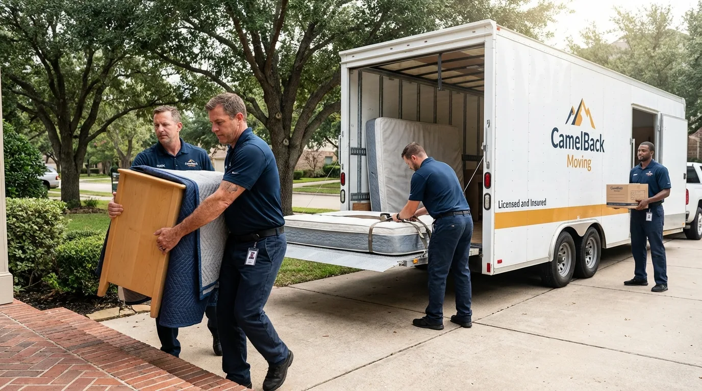 Crew loading residential truck for cross-state move from Princeton, MA