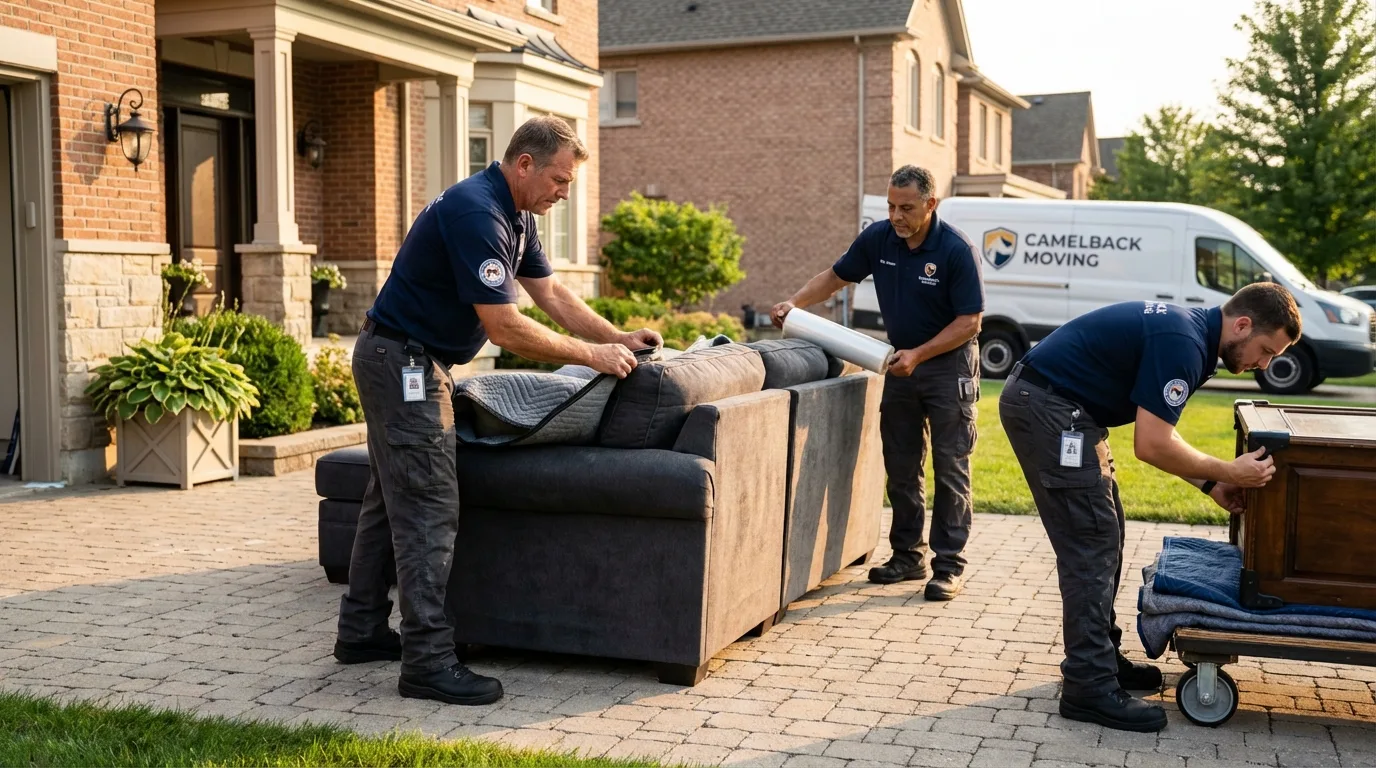 Large estate moving crew wrapping furniture in Princeton, MA